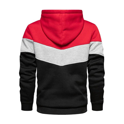 Men’s Modern Geometric Panel Pullover Hoodie – Casual Streetwear for Everyday Comfort