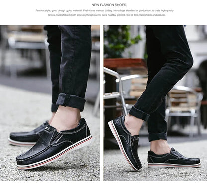 Freizeitschuhe aus Leder für Herren – Niedriger Mokassin, echtes Leder