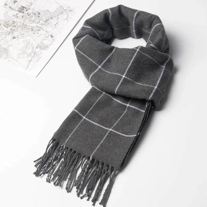 Men’s Checkered Scarf – Stylish with Fringes