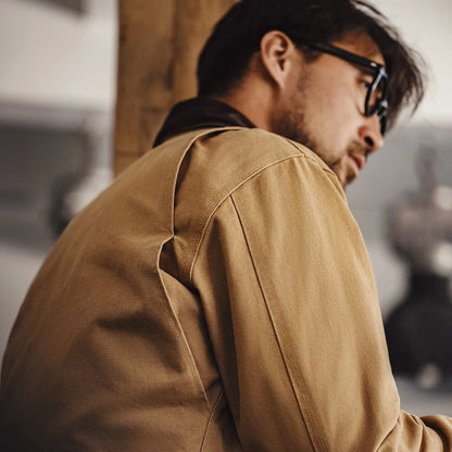 Men’s Workwear Style Jacket with Front Zipper and Utility Pockets
