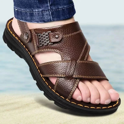 Men's Summer Leather Sandals - Reinforced Men's Shoes Made of Genuine Leather