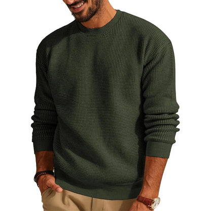 Urban Classic: Solid Color Wedge-Top Pullover Sweater for Men – Soft Knit & Stylish Fit