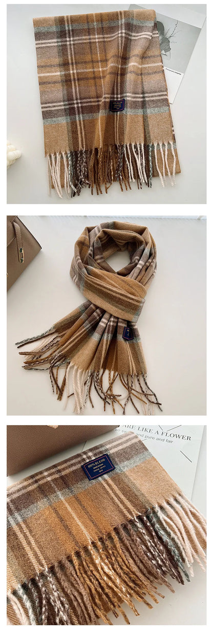 Classic Checkered Scarf with Fringes – Style and Comfort