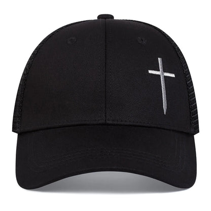 Cross Embroidered Trucker Cap