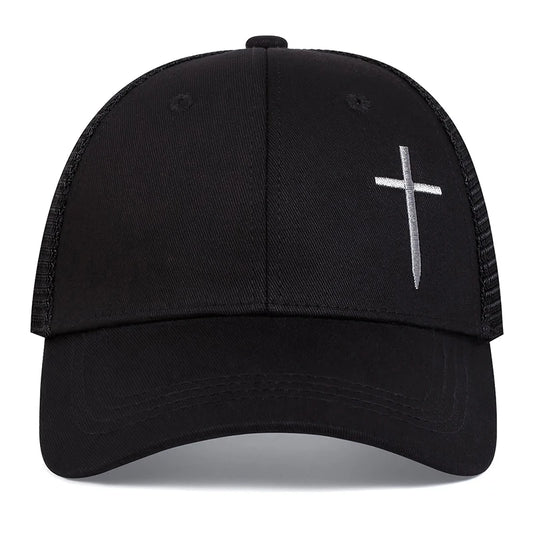 Cross Embroidered Trucker Cap