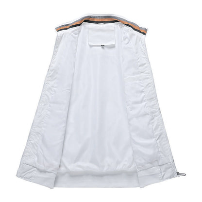 Men’s Casual Sport Jacket with Striped Collar and Cuffs
