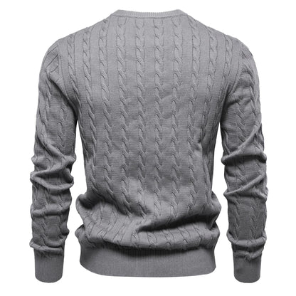 Men’s Cable Knit Sweater with Embroidery – Classic Style with a Unique Touch