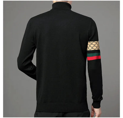 Men’s Slim Fit Knit Sweater with Sporty Sleeve Detail – Urban Elegance with Attitude