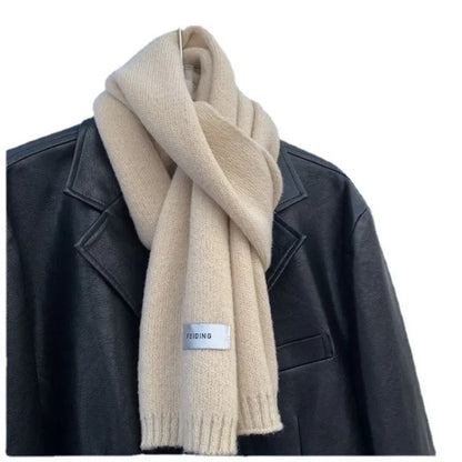 Men's Knitted Wool Scarf, Simple, Chic, Soft, Autumn Winter, Thermal Scarf