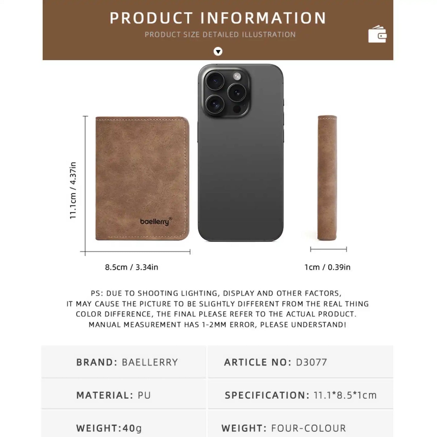 Slim Men’s Wallet with Multiple Card Slots and ID Window – Compact and Stylish