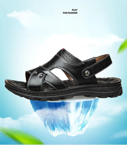 Men's Summer Leather Sandals - Reinforced Men's Shoes Made of Genuine Leather