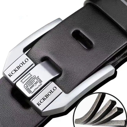 Men’s Genuine Leather Belt with Branded Buckle – Stylish and Durable