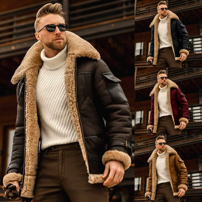 Men’s Aviator Jacket with Faux Fur Collar