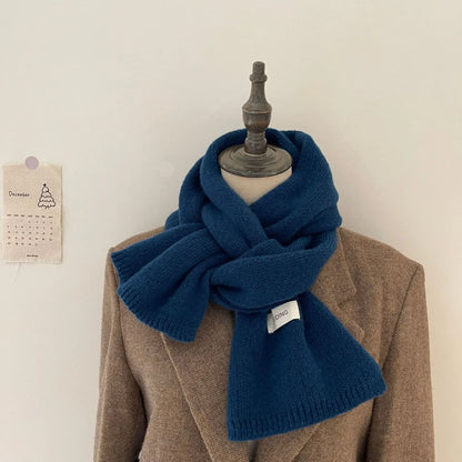 Men's Knitted Wool Scarf, Simple, Chic, Soft, Autumn Winter, Thermal Scarf