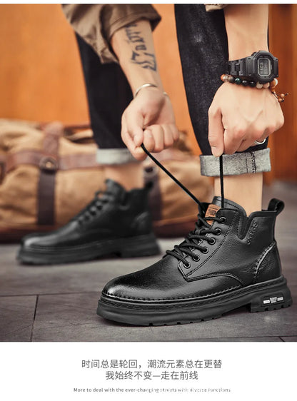 Luxuriöser Herrenstiefel – Britischer Retro-Stil, hochwertiges Lederschuhwerk 