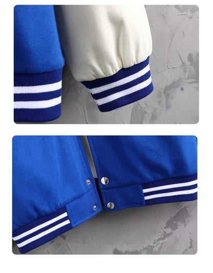 Men’s Varsity College Jacket with Embroidered Details and Snap Button Closure