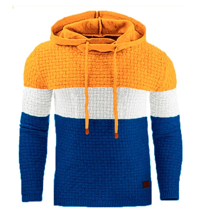 Men’s Textured Knit Pullover Hoodie – Stylish Comfort for Fall and Winter Looks