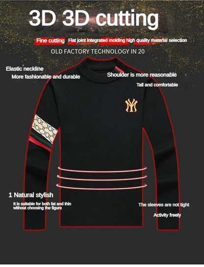 Men’s Slim Fit Knit Sweater with Sporty Sleeve Detail – Urban Elegance with Attitude