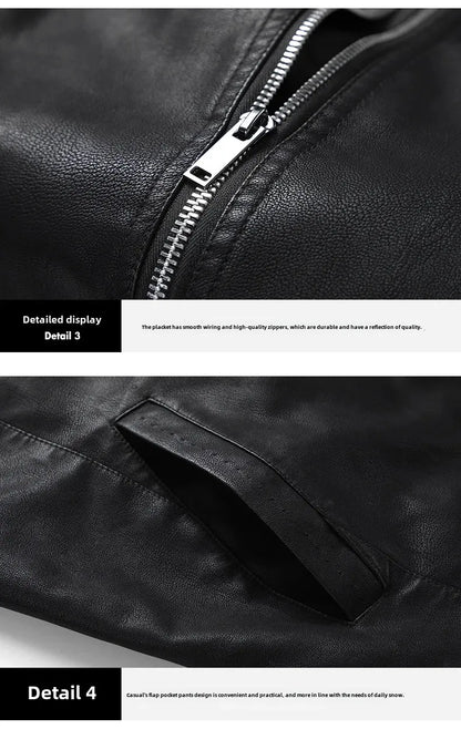 Men’s Biker-Style Jacket with Contrasting Panels and Functional Zippers
