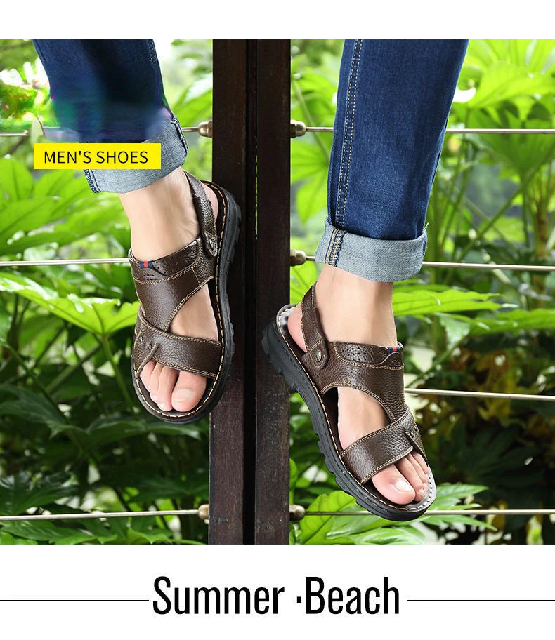 Men's Summer Leather Sandals - Reinforced Men's Shoes Made of Genuine Leather