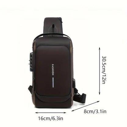 Men’s Anti-Theft Crossbody Sling Bag – USB Charging Chest Pack for Travel, Work & Everyday Carry