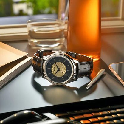 Luxury Brand Men's Business Waterproof Quartz Leather Wrist Watch