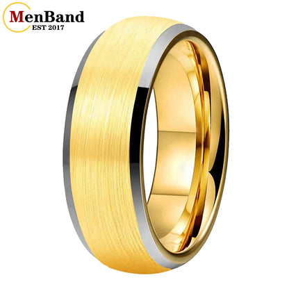 6/8mm Tungsten Carbide Engagement Ring for Men, Modern Engagement Ring Dome, Brushed Slant Edge