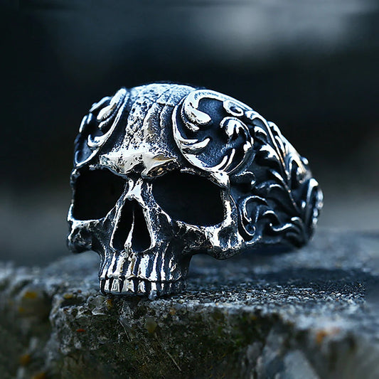 Baroque Skull Ring – Gothic Stainless Steel Statement Jewelry for Men