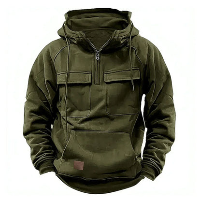 Men’s Hoodie with Front Zipper and Utility Style Chest Pockets