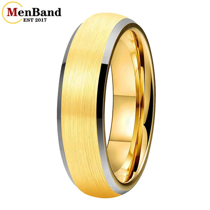6/8mm Tungsten Carbide Engagement Ring for Men, Modern Engagement Ring Dome, Brushed Slant Edge