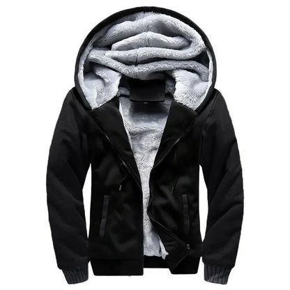 Men’s Fleece-Lined Hoodie with Camouflage Sleeves and Full Insulation