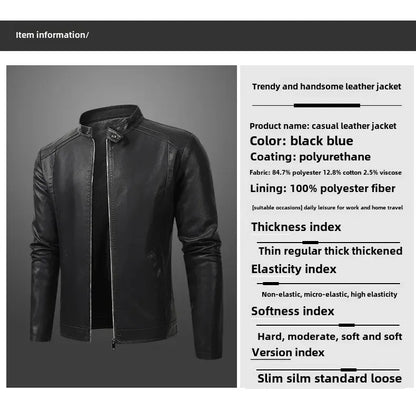 Men’s Biker-Style Jacket with Contrasting Panels and Functional Zippers