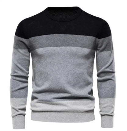 Men’s Casual Striped Knit Sweater – Modern Style for Fall and Winter