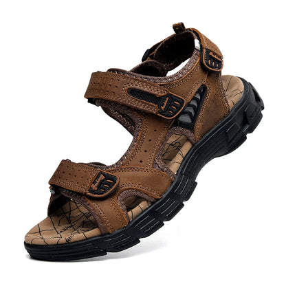 Classic Men's Genuine Leather Sandals - for Summer, Casual Lightweight Sandals