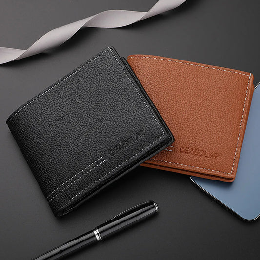 Classic Men’s Leather Wallet with Pebbled Texture – Elegant and Functional