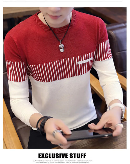 Men’s Sweater with Vertical Stripe Detail