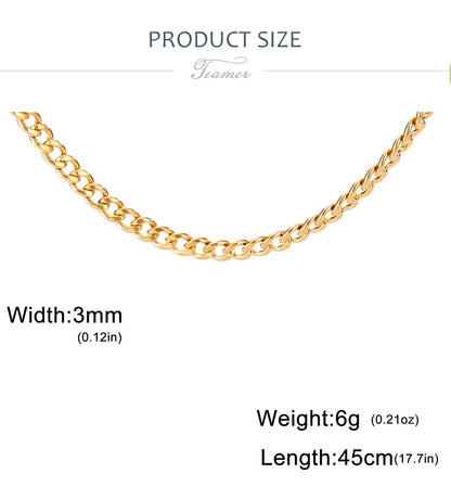 Stainless Steel Curb Chain Necklace – Multiple Thickness Options