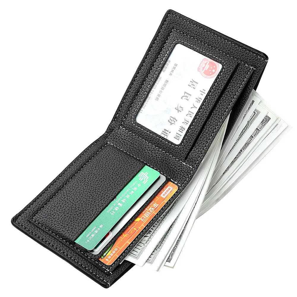 Classic Men’s Leather Wallet with Pebbled Texture – Elegant and Functional
