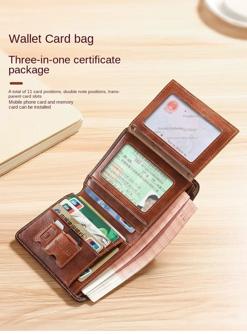 Men’s Leather Wallet with Classic Design and Reinforced Stitching