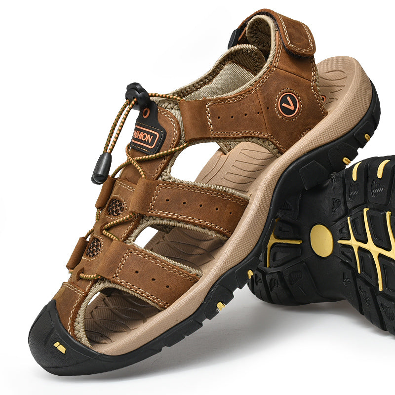 Men's Summer Sandals in Genuine Leather - Casual and Comfortable Footwear