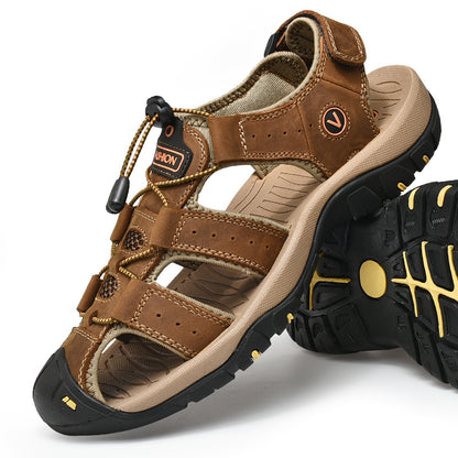 Men's Summer Sandals in Genuine Leather - Casual and Comfortable Footwear