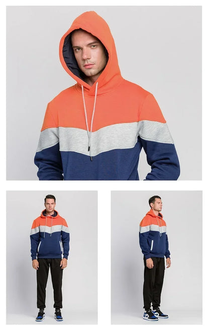 Men’s Modern Geometric Panel Pullover Hoodie – Casual Streetwear for Everyday Comfort