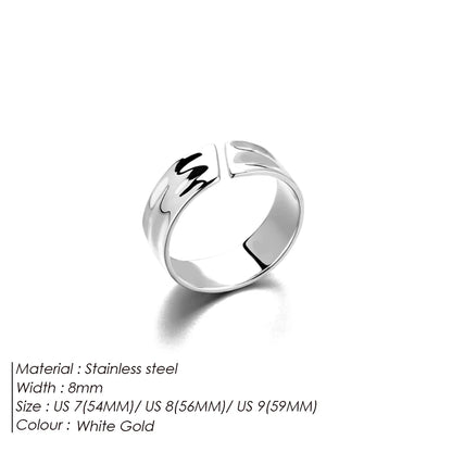 Wide Stainless Steel Ring, Simple Punk Style, Suitable for Men