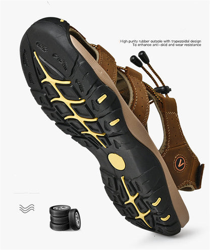 Men's Summer Sandals in Genuine Leather - Casual and Comfortable Footwear