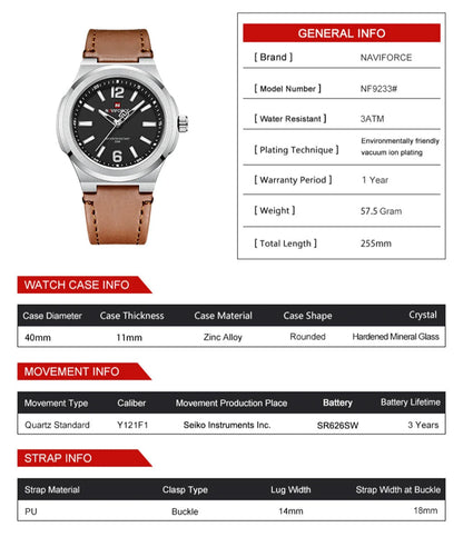 Men’s Casual Watch with Leather Strap