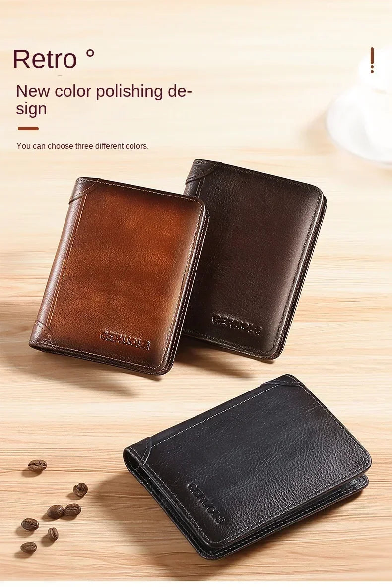 Men’s Leather Wallet with Classic Design and Reinforced Stitching