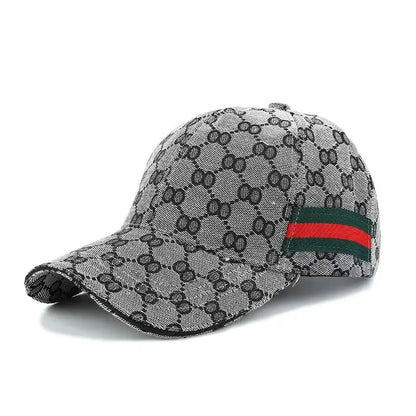 Men’s Patterned Cap with Side Stripe