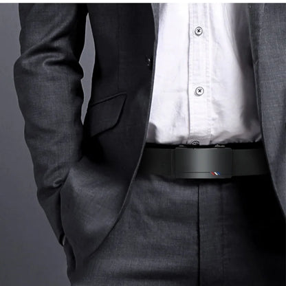 Men’s Leather Belt with Automatic Ratchet Buckle – Elegant and Adjustable
