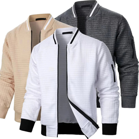 Urban Style Men’s Jacket with Textured Finish and Asymmetrical Zipper