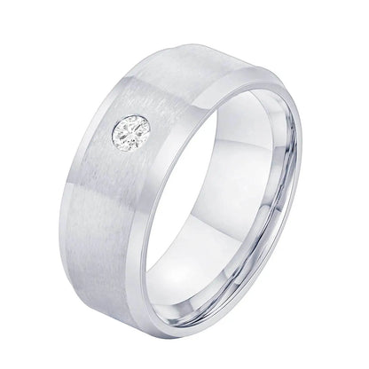 Men's Stainless Steel Zirconia Ring, Comfortable and Sturdy Fit, Engagement Ring for Men